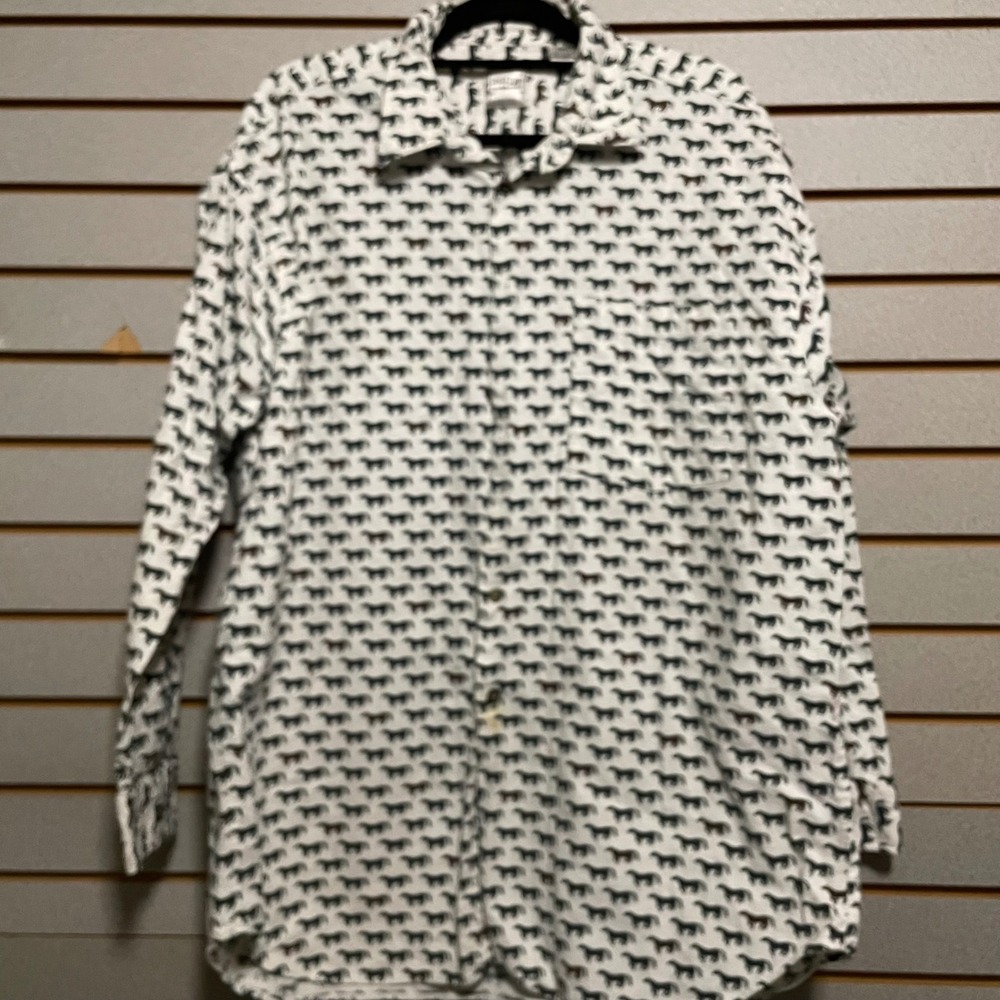 Sahara Club Mens XL Horse Print Button Down Shirt Long‎ Sleeve Cotton Flannel